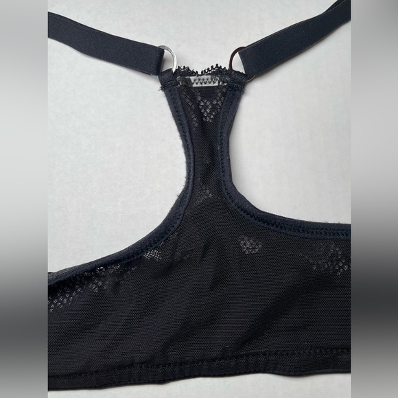 Montelle Racerback T-Shirt Bra 34D Front Closure Lace Detail Molded Cups Black - Picture 6 of 14